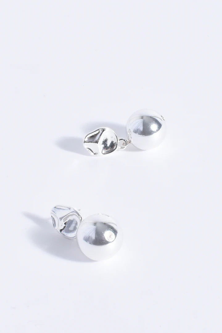 Silver Ball Drop Organic Top Earrings