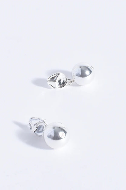 Silver Ball Drop Organic Top Earrings
