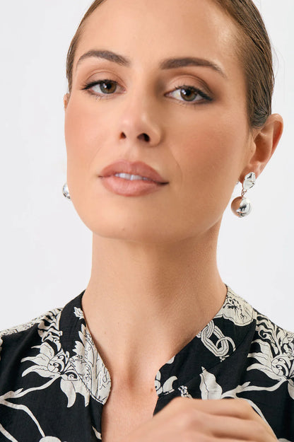 Silver Ball Drop Organic Top Earrings