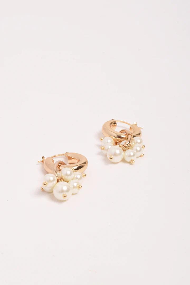 Freshwater Pearl Cluster Drop Earring - Gold