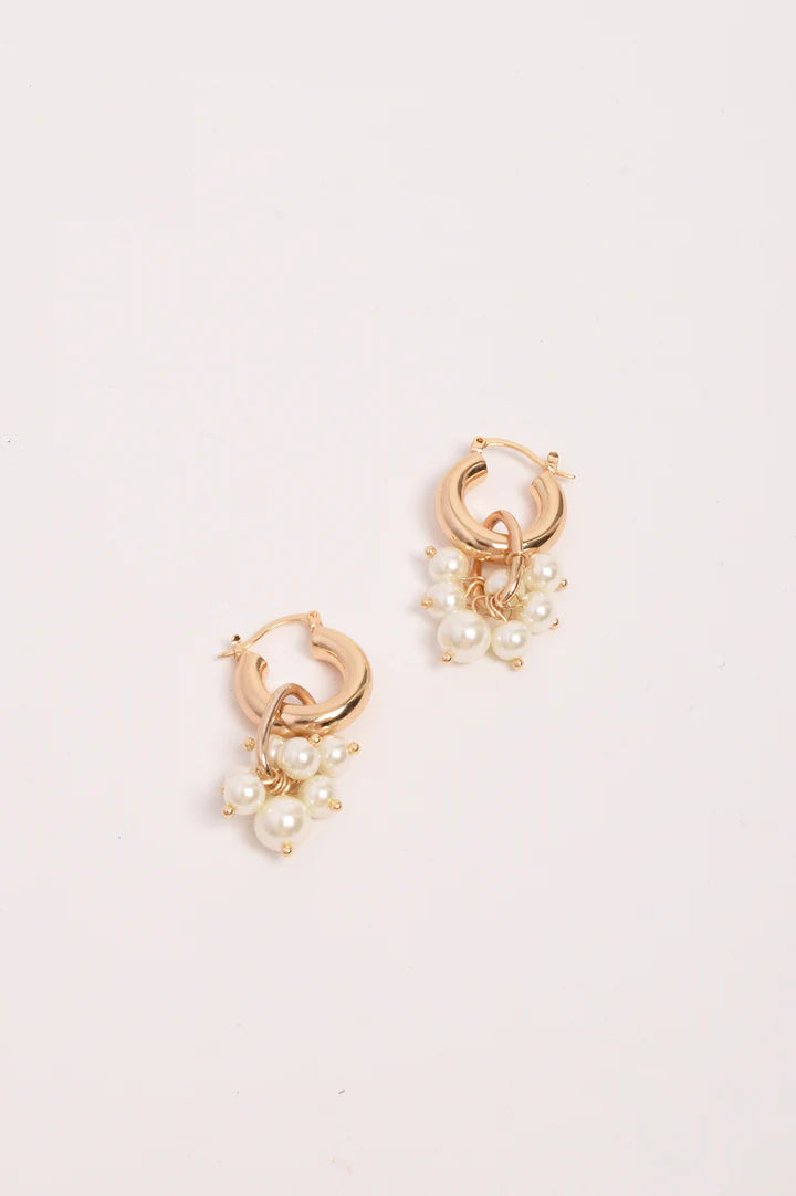 Freshwater Pearl Cluster Drop Earring - Gold
