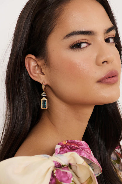 Rectangle Drop Twist Hoops - Aqua
