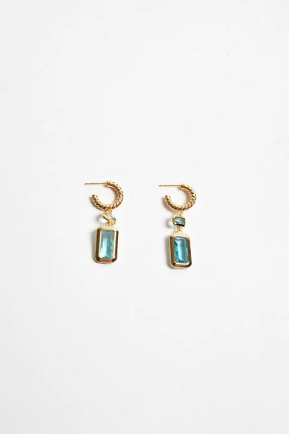 Rectangle Drop Twist Hoops - Aqua