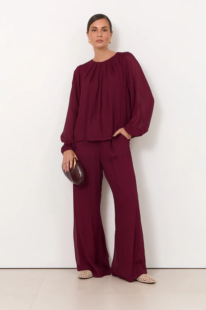 Crista Metal Clasp Event Clutch - Deep Wine