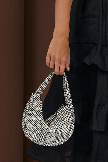 Briar Rhinestone Slouch Mini Bag - Black