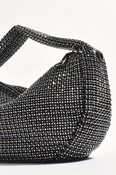 Briar Rhinestone Slouch Mini Bag - Black