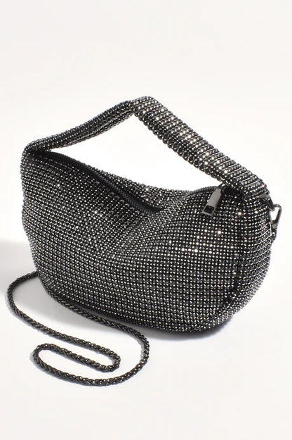 Briar Rhinestone Slouch Mini Bag - Black