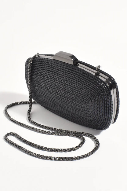 Leela Rope Structured Clutch - Black