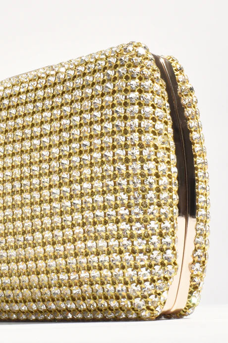 Lumiere Diamante Structured Clutch Bag - Gold/Crystals