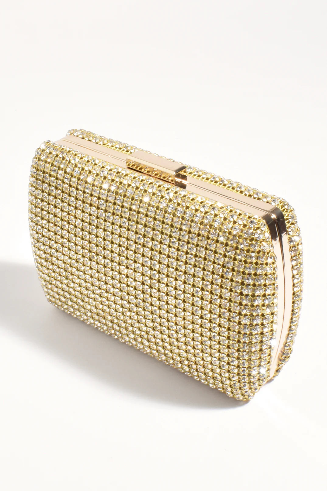 Lumiere Diamante Structured Clutch Bag - Gold/Crystals