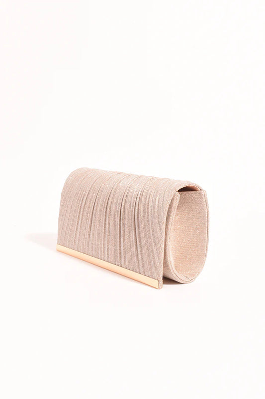 Linnie Pleat Fold Over Clutch in Champagne