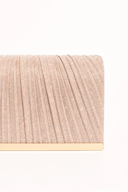 Linnie Pleat Fold Over Clutch in Champagne