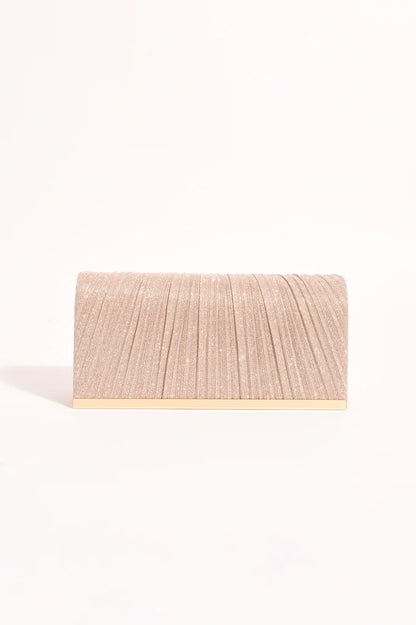 Linnie Pleat Fold Over Clutch in Champagne