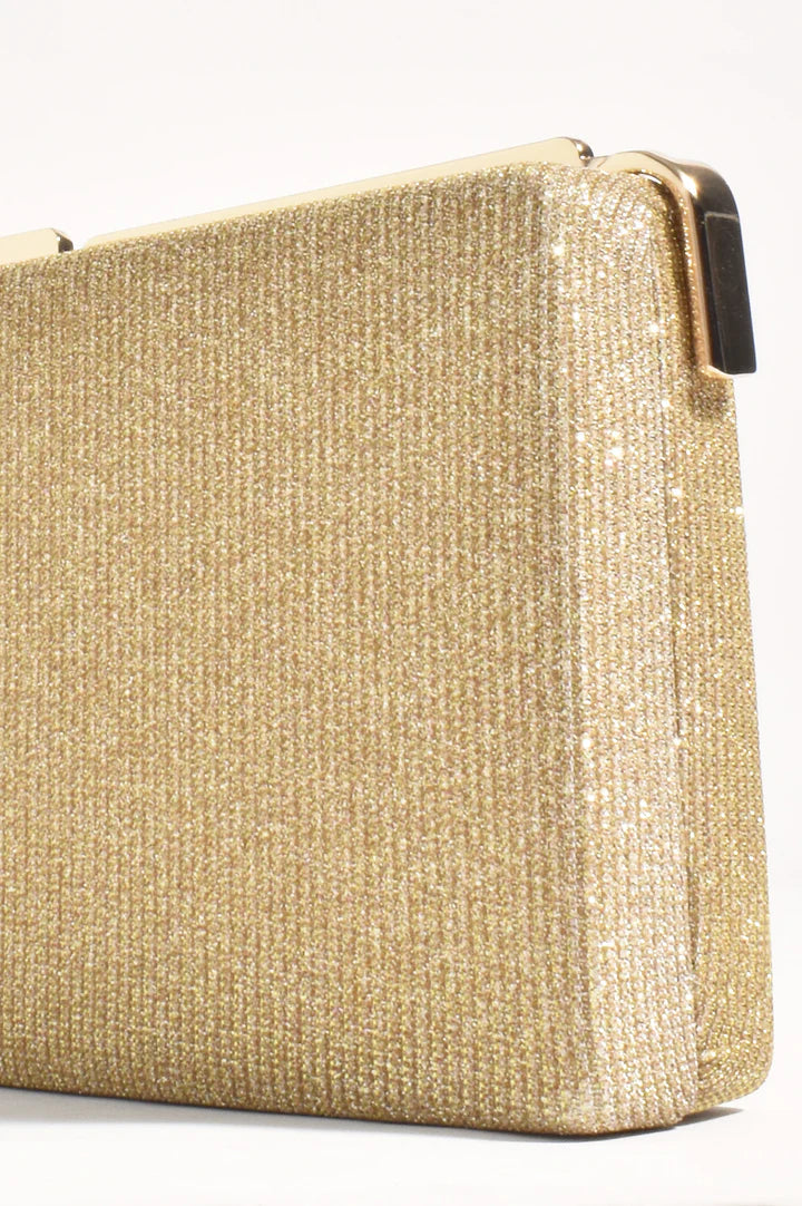 Charlene Rectangle Structured Clutch - Gold