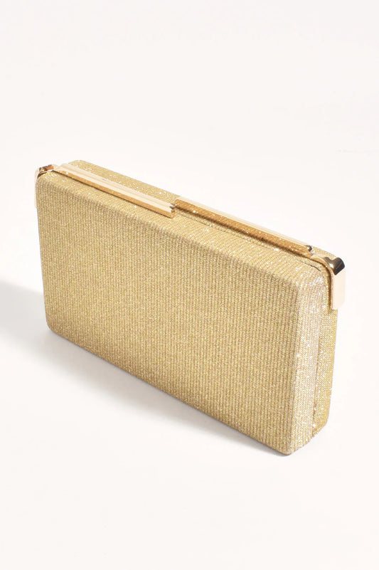 Charlene Rectangle Structured Clutch - Gold