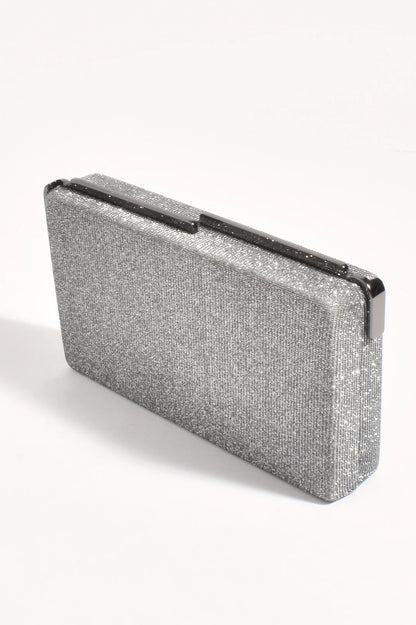 Charlene Rectangle Structured Clutch - Gunmetal