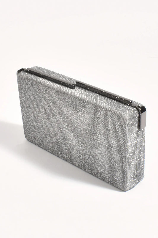 Charlene Rectangle Structured Clutch - Gunmetal