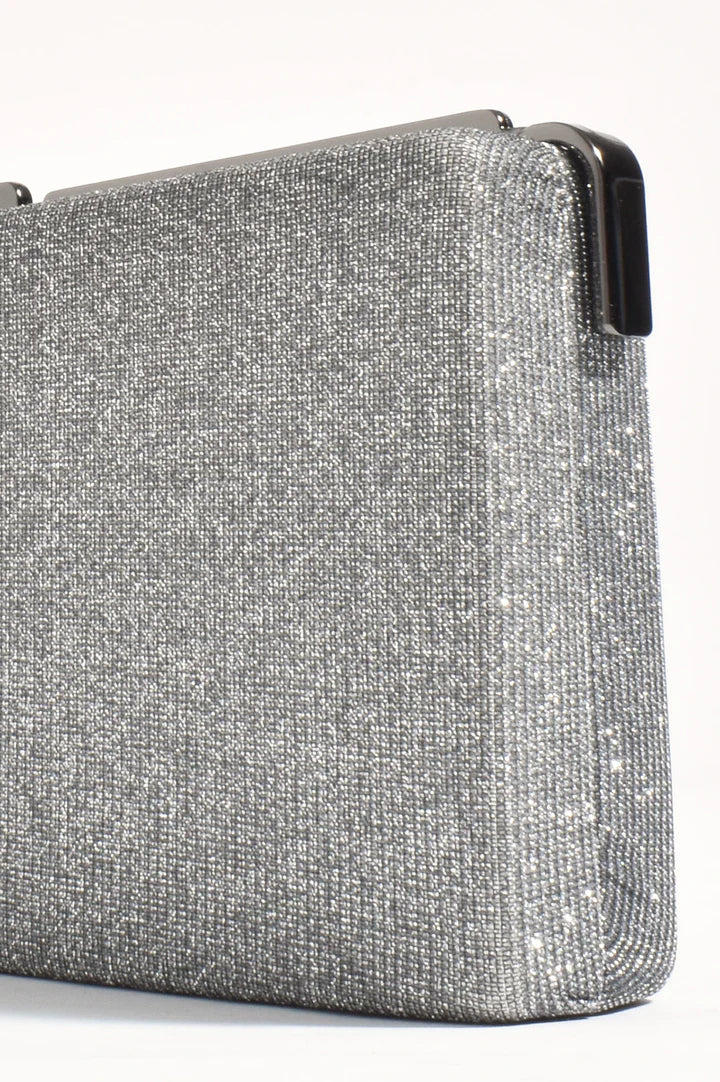 Charlene Rectangle Structured Clutch - Gunmetal