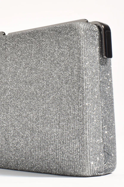 Charlene Rectangle Structured Clutch - Gunmetal