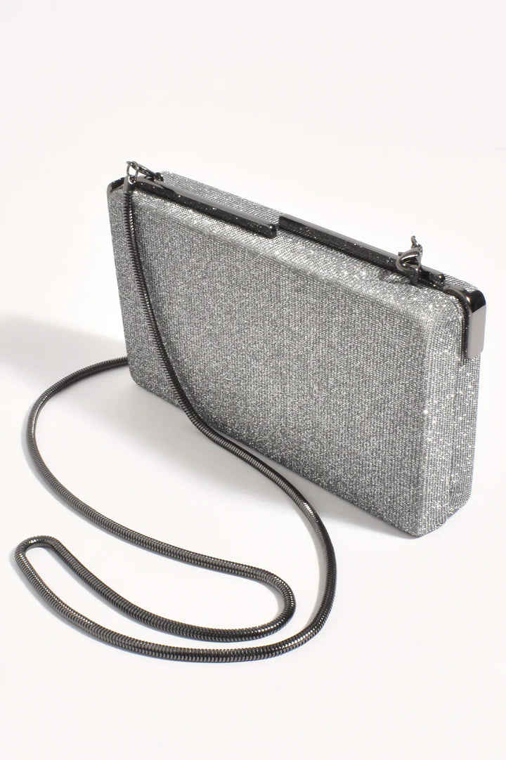 Charlene Rectangle Structured Clutch - Gunmetal