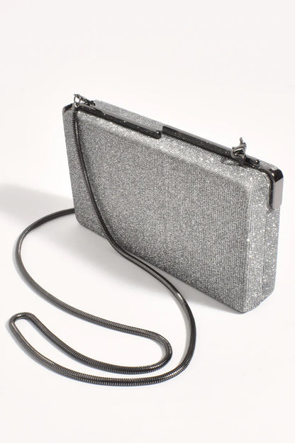 Charlene Rectangle Structured Clutch - Gunmetal