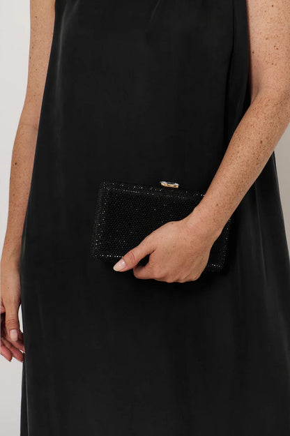 Desere Diamante Rectangle Structured Clutch - Black