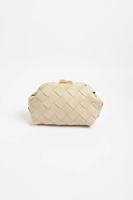 Amelie Weave Clutch - Cream