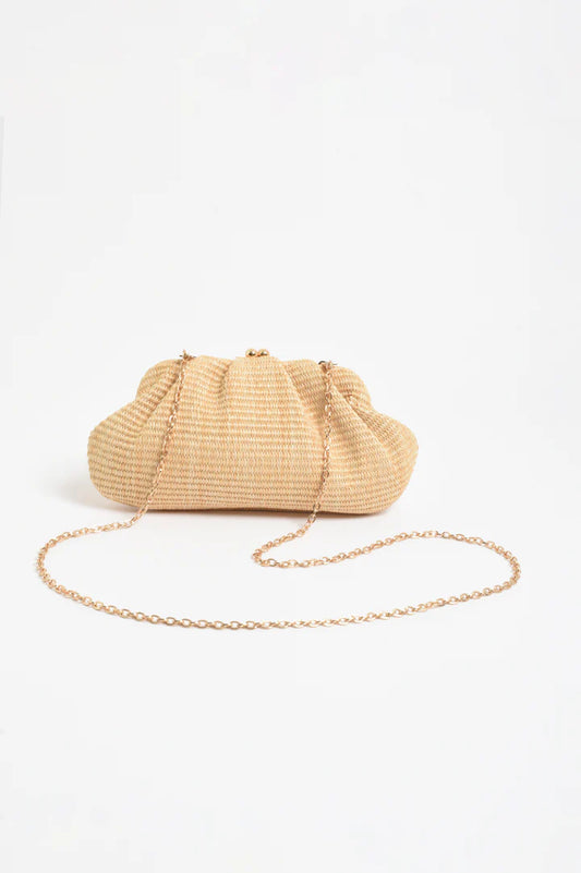 Weave Gathered Clutch - Natural