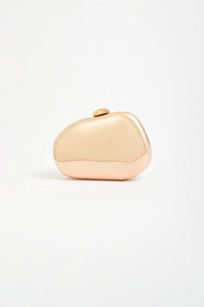Abstract Curved Metal Clutch - Gold