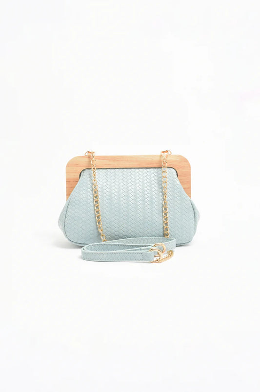 Kimmi Timber Frame Clutch - Blue
