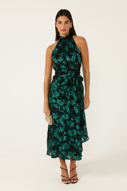 Sacha Drake Aveline Midi Dress - Emerald/Black COMING SOON