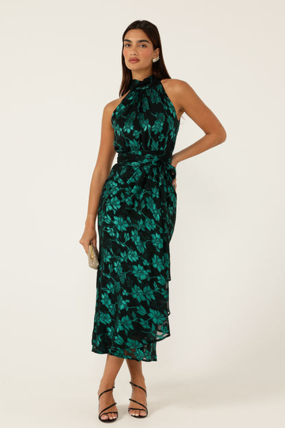 Sacha Drake Aveline Midi Dress - Emerald/Black COMING SOON