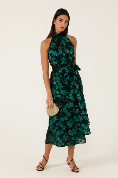 Sacha Drake Aveline Midi Dress - Emerald/Black COMING SOON