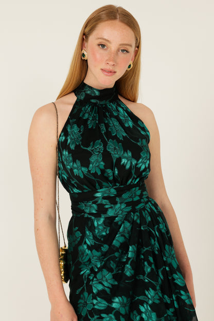 Sacha Drake Aveline Midi Dress - Emerald/Black COMING SOON
