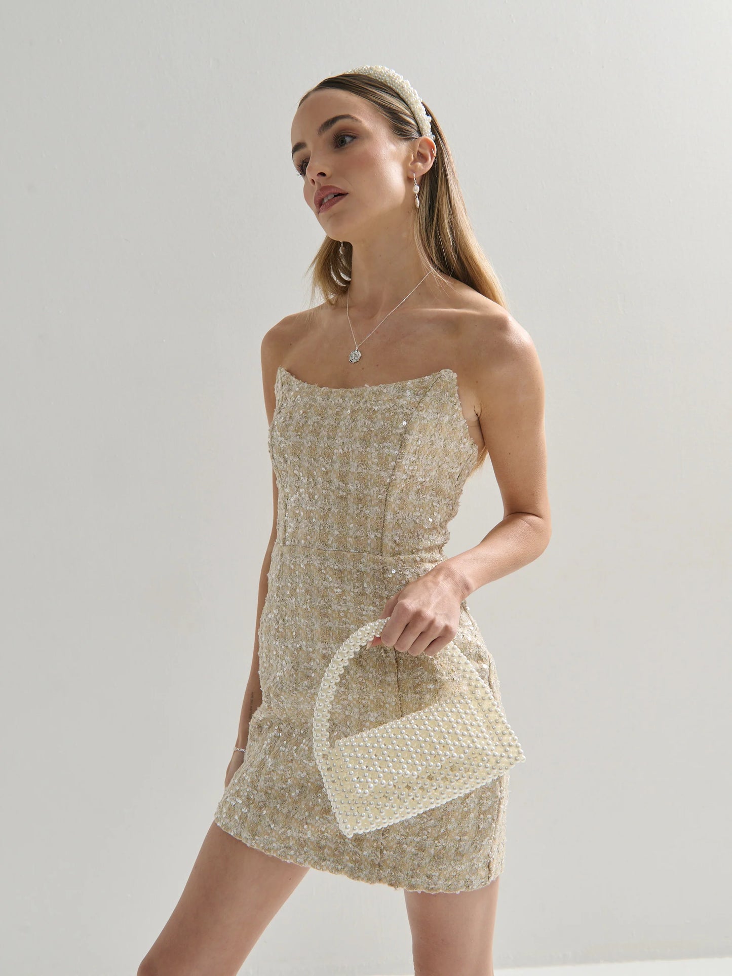 Camilia Beaded Pearl Clutch Bag