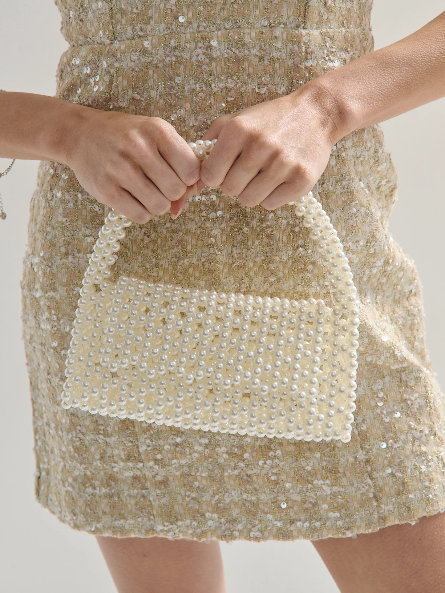 Camilia Beaded Pearl Clutch Bag