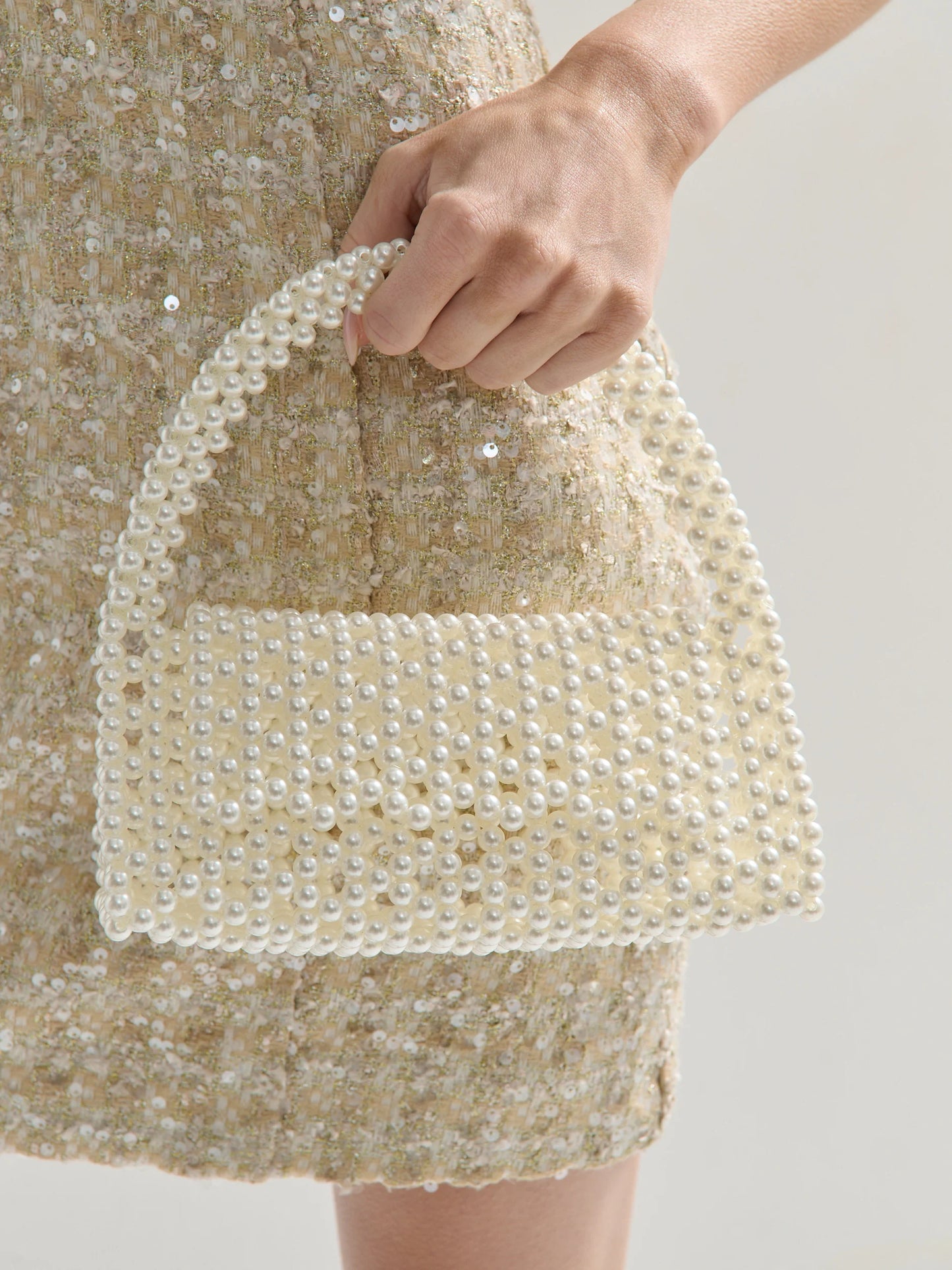 Camilia Beaded Pearl Clutch Bag