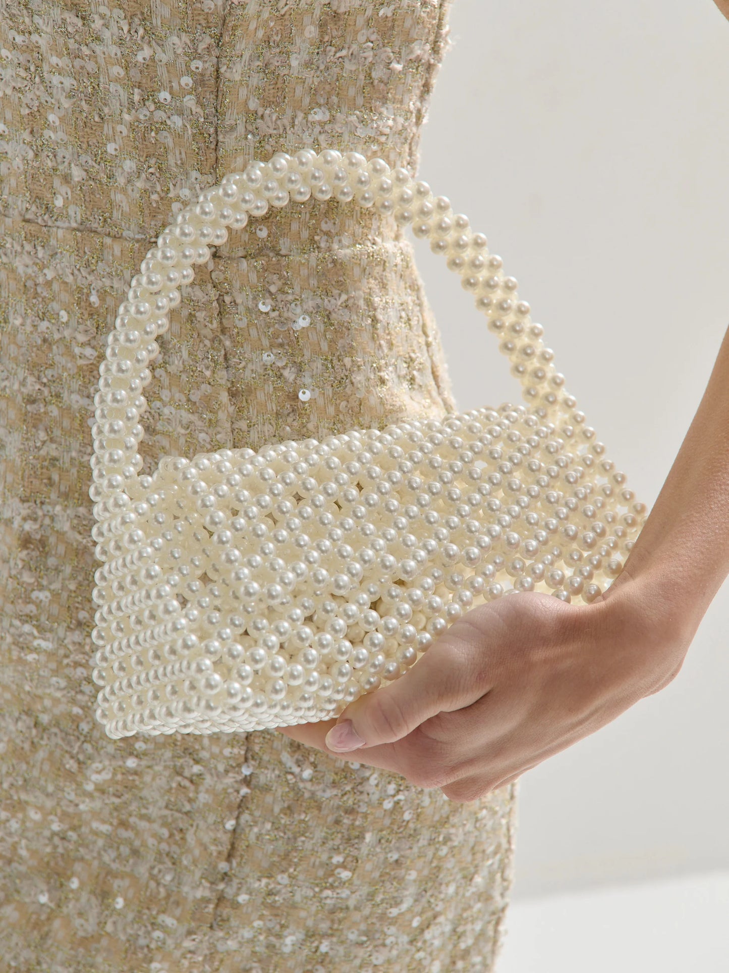 Camilia Beaded Pearl Clutch Bag