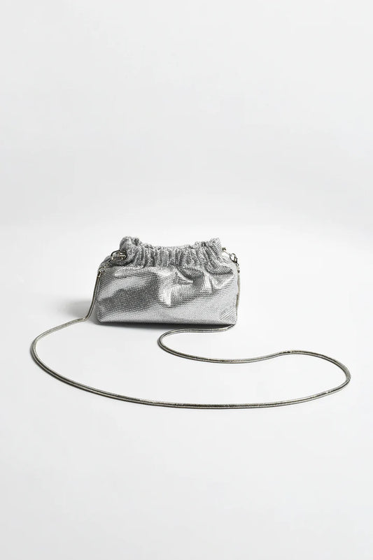 Elena Gathered Diamante Mini Bag - Siler