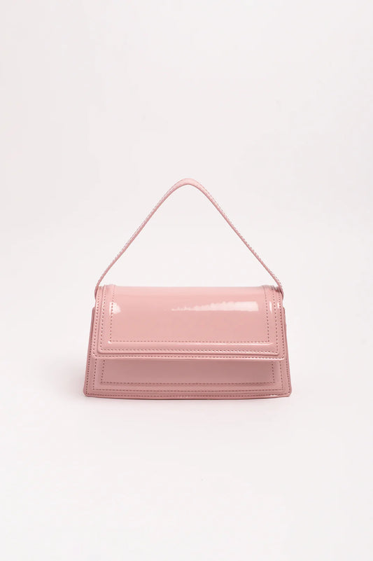 Ava High Shine Structured Small Bag - Pale Pink