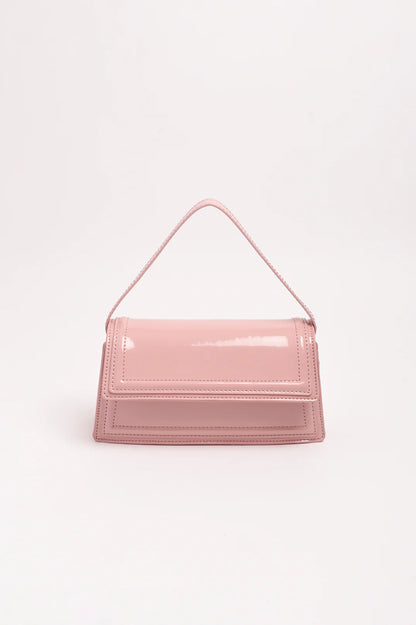Ava High Shine Structured Small Bag - Pale Pink