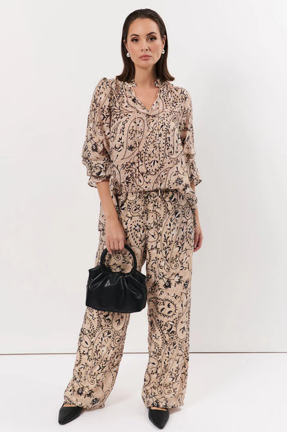 Serena Gathered Round Handle Bag - Black