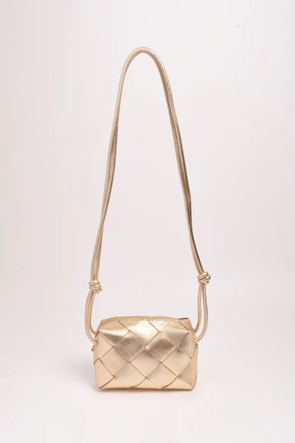 Elodie Weave Metallic Crossbody Bag - Gold