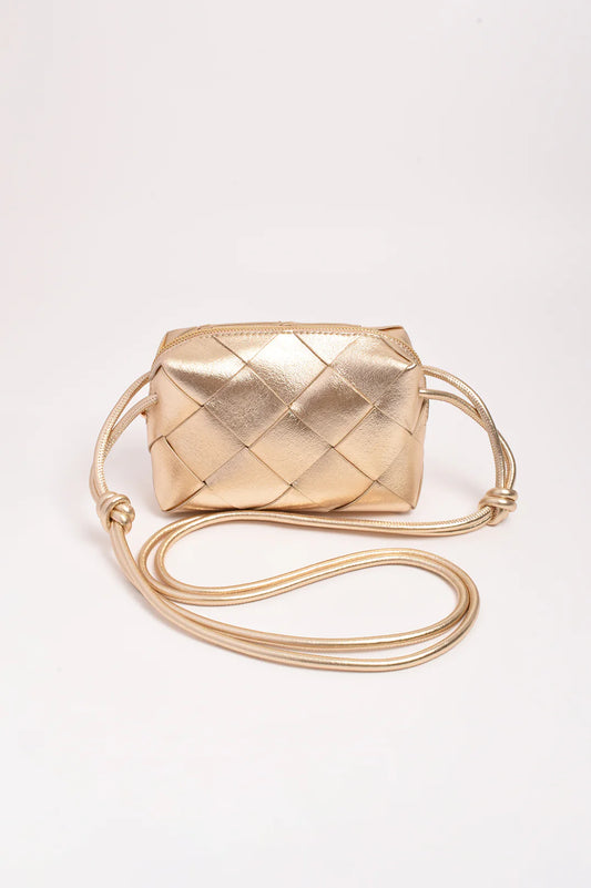 Elodie Weave Metallic Crossbody Bag - Gold