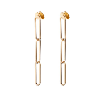 Bling Bar Paperclip Chain Earrings - Gold