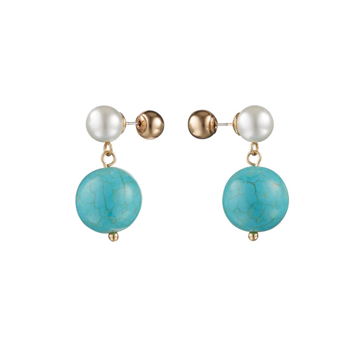 Bling Bar Bolla Earrings - Turquoise/Gold