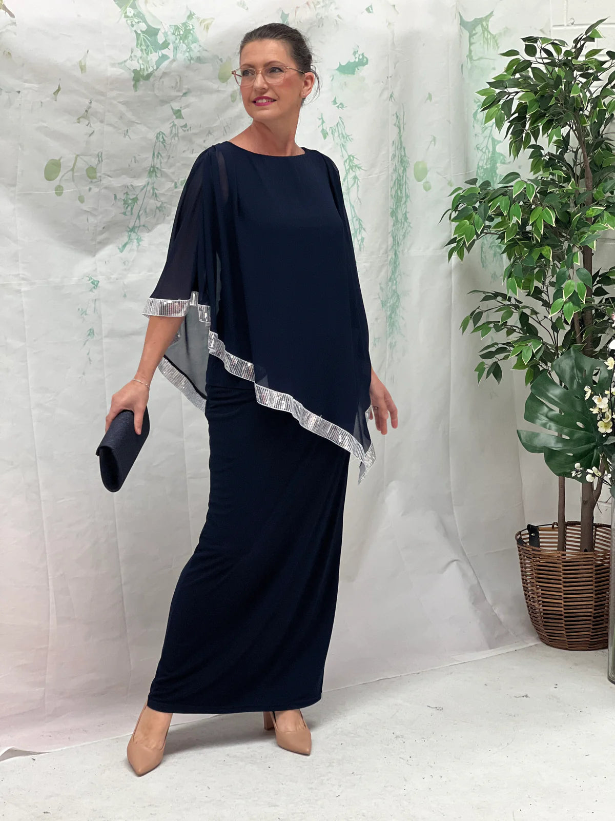 Jersey Knit Maxi Skirt - Navy
