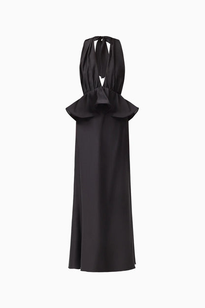 Eliatt Fiorina Halter Neck Peplum Gown - Black