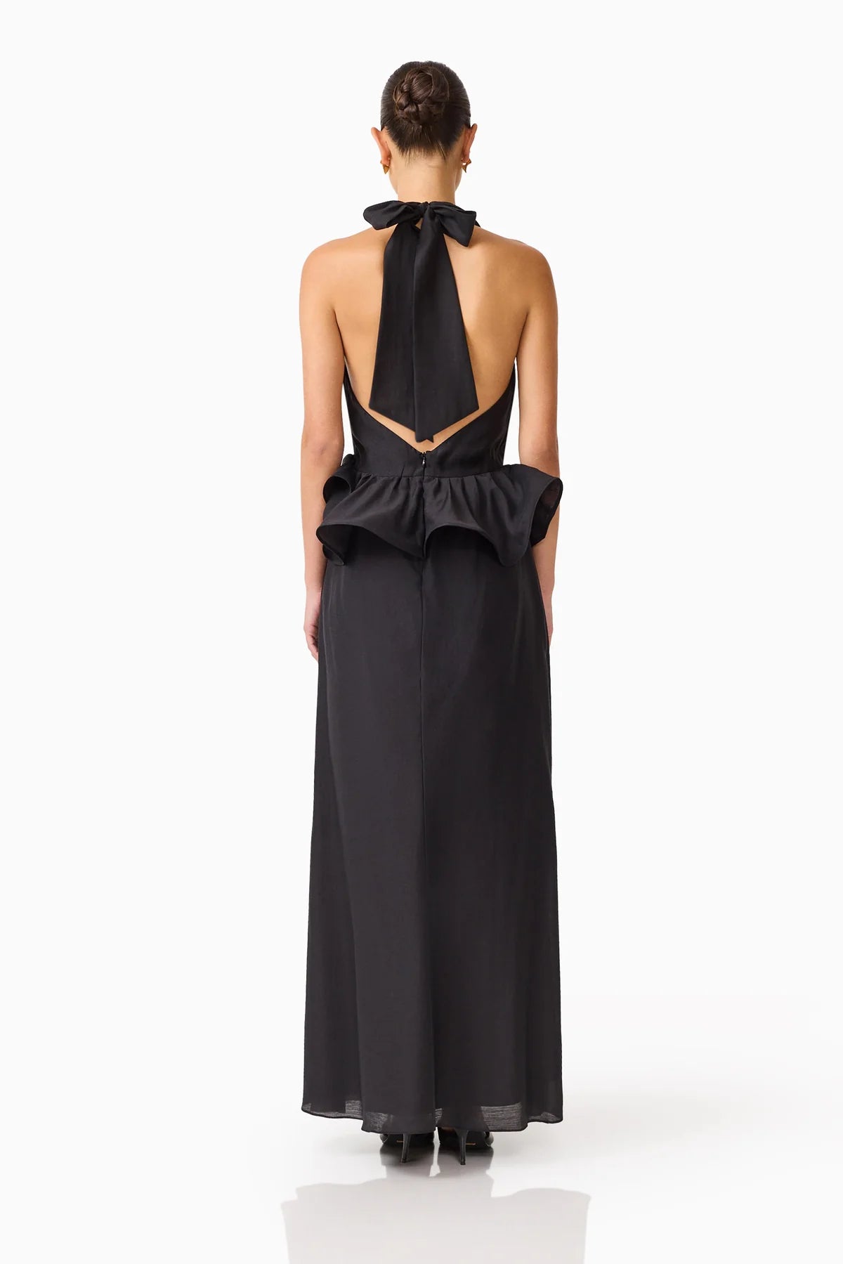Eliatt Fiorina Halter Neck Peplum Gown - Black