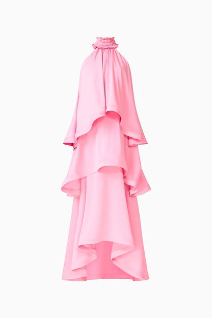 Elliatt Calista Ruffle neck Tiered Gown - Pink